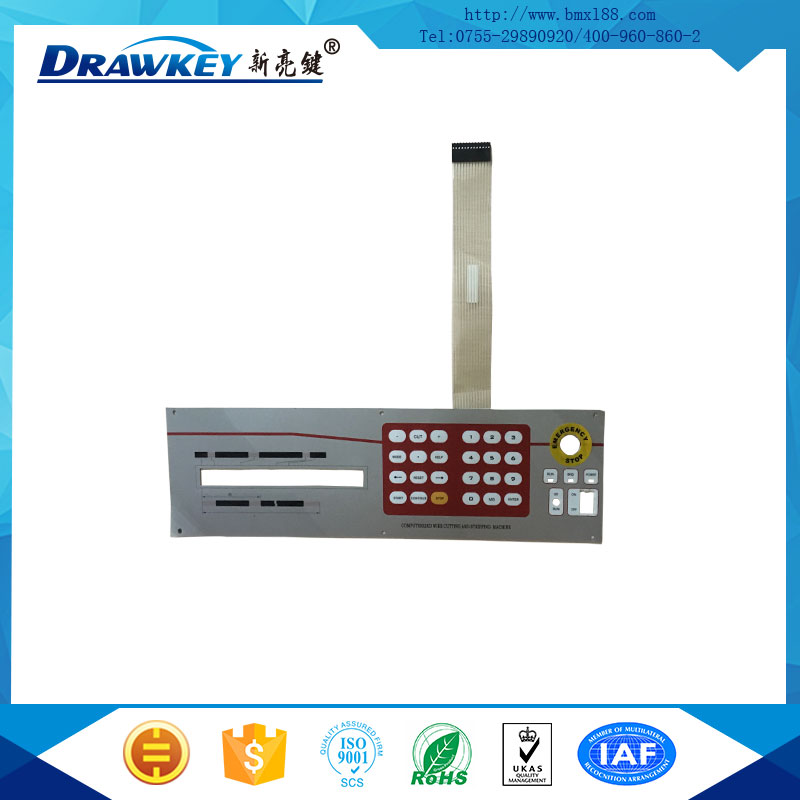 薄膜數(shù)字按鍵面板,帶按鍵薄膜開關(guān)面貼,柔性薄膜開關(guān)